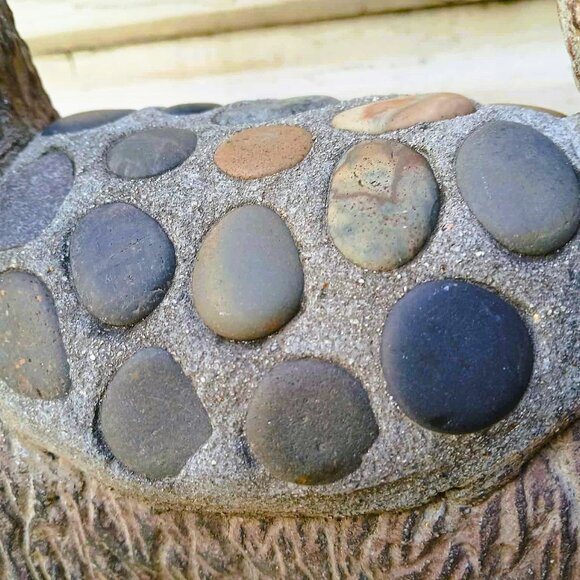 Vintage Scotty Terrier Solid Concrete Cement Stone w/Inlaid Stone Saddle - Picture 9 of 14